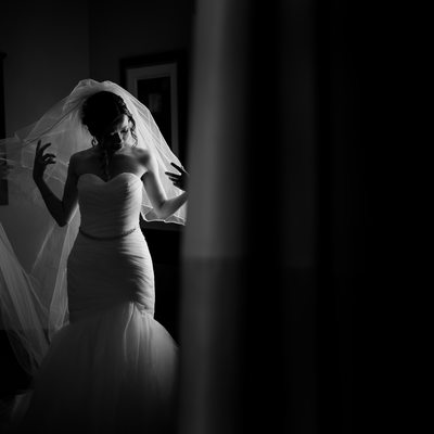 Bride Getting Ready:  Black and White Wedding Photography