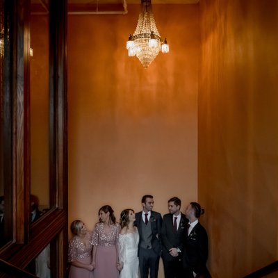 Wedding Party Orange Wall:  Toronto Wedding Photographer