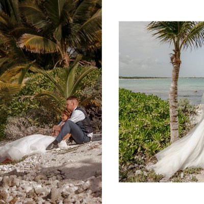 Bride Groom on Beach:  Mexico Destination Wedding Pic