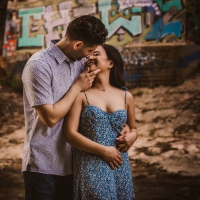 Grafitti Photos with Couple:  The Elora Gorge Engagement 
