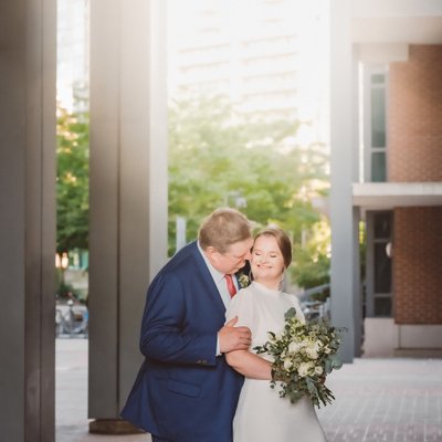 Bride Groom Portrait in Toronto with Lens Flare