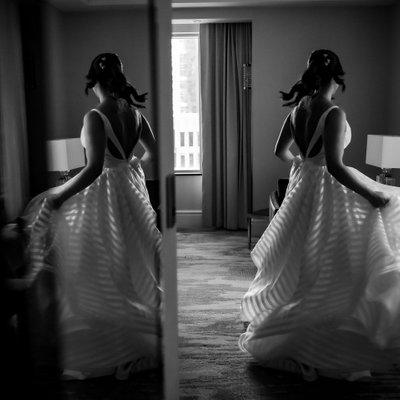 Bride Reflection:  Black and White Wedding Photographer