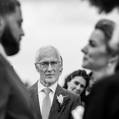 Dad Watching Ceremony:  Owen Sound Wedding Photographer