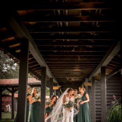 The Bridesmaids in Green Dresses at Killarney Lodge