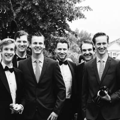 Candid Photo of Groomsmen at Amsterdam Wedding