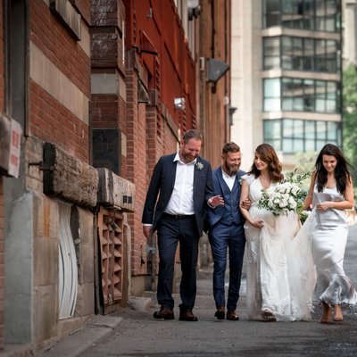Wedding Party Photos in Toronto Alley