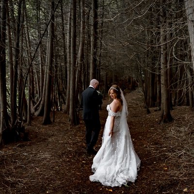 Wedding Couple Portrait in the Woods at The Millcroft Inn