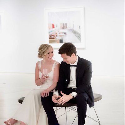 Art Gallery Wedding Photo with Couple