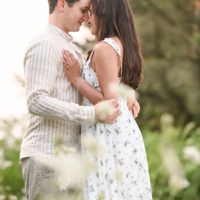 Blue Mountain Engagement Photos with Wild Flowers