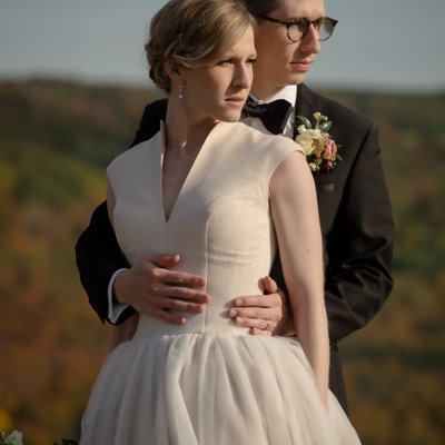 Harsh Light Wedding Portrait with Bride Groom