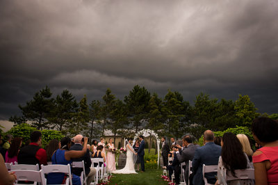 Ceremony Picture:  Storm Looming at Rockway Vineyard