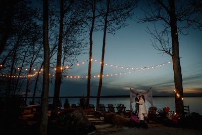 Serenity Cottage Night Photo with Wedding Couple