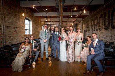 Wedding Party Photos Indoors at The Burroughes Building