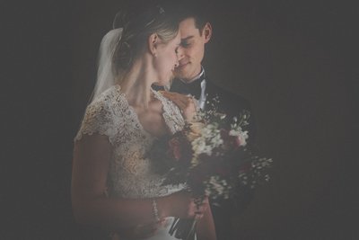 Bride Groom Portrait with Wedding Bouquet