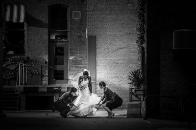 Bridesmaids Fluffing Dress:  Collingwood Photographer
