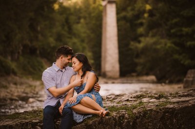 The Elora Gorge Bridge Engagement Portrait
