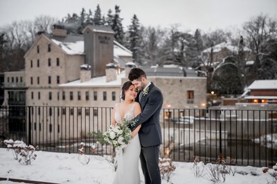 Elora Mill Hotel Winter Wedding Photos