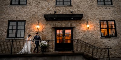 Night Photo at Elora Mill Hotel and Spa Wedding 