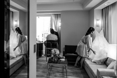 Bride Getting Ready Reflection:  Toronto Wedding Photos