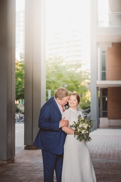 Bride Groom Portrait in Toronto with Lens Flare