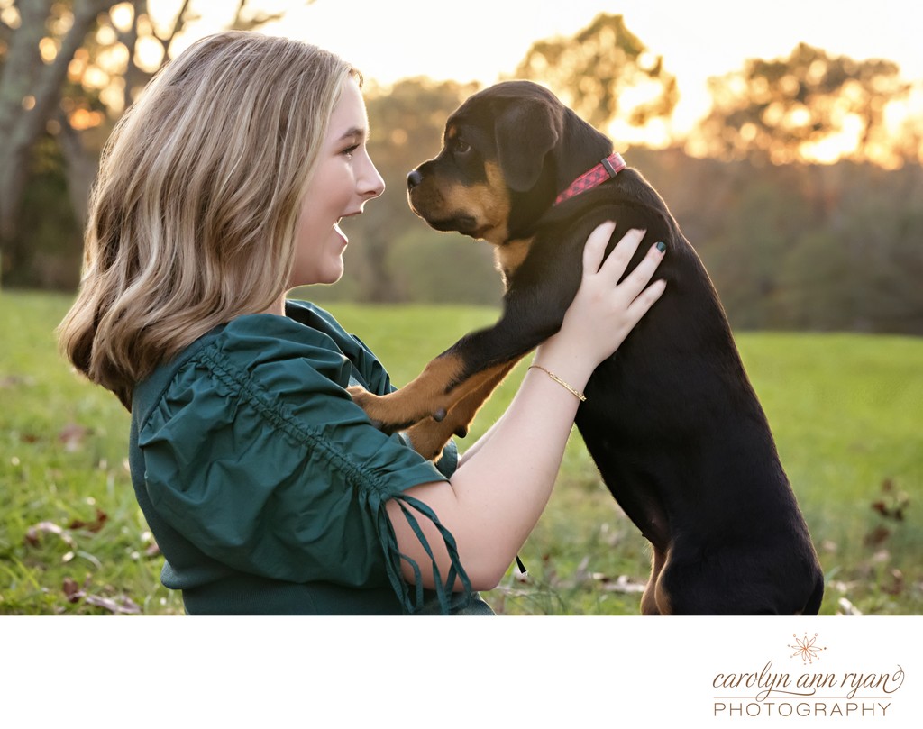 Charlotte Senior Photos with Puppy