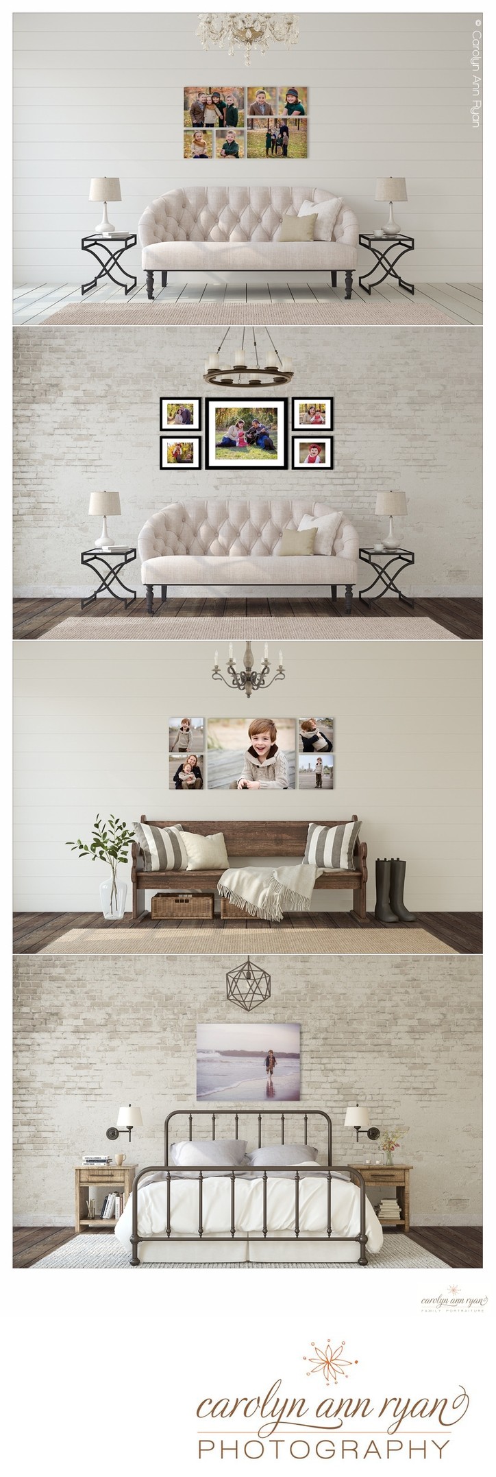 Wall Display Ideas for Family Portraits Charlotte 