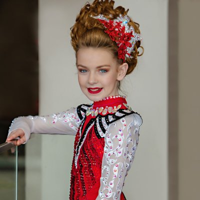 Irish Dancer Wearing Custom Taylor Dress