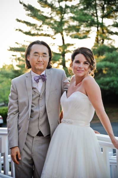 Barn on Bridge Bride and Groom