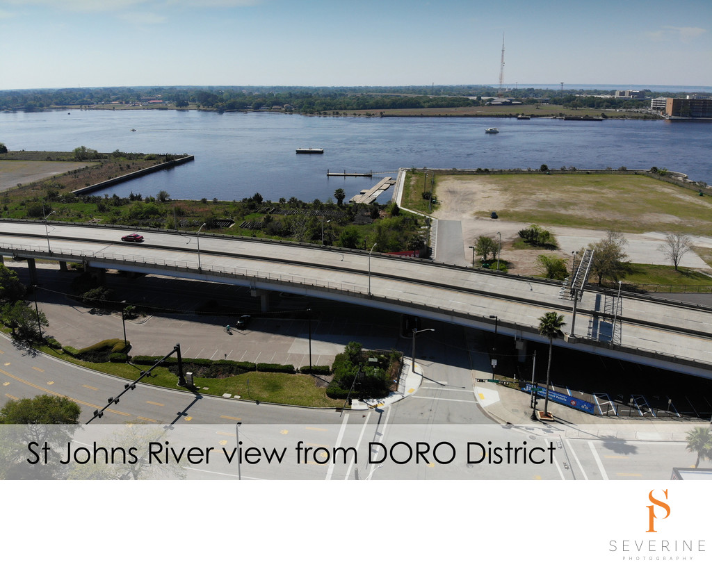 aerial view of the St Johns river from the baseball grounds of Jacksonville