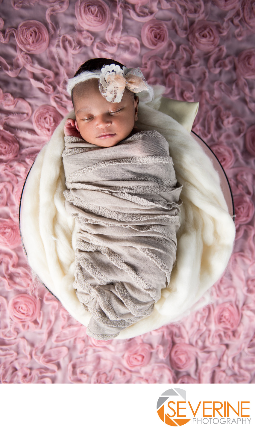 newborn girl photos pink headset white