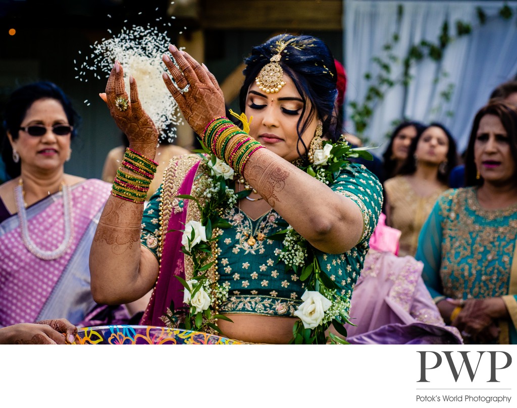 Pictures of Indian Bride Throwing Rice