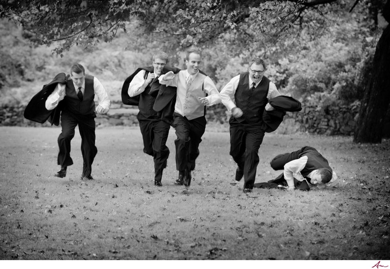 Groomsman Falling in Dartmouth Park  