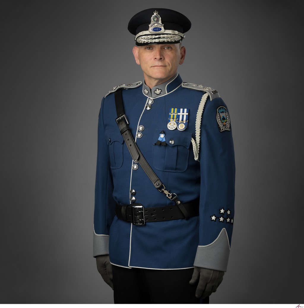 Decorated Police Officer Formal Uniform Portrait