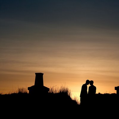 Couple kissing at sunset on Citadel Hill Halifax