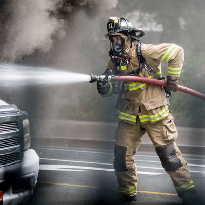 Halifax Fire Department fights a vehicle fire.