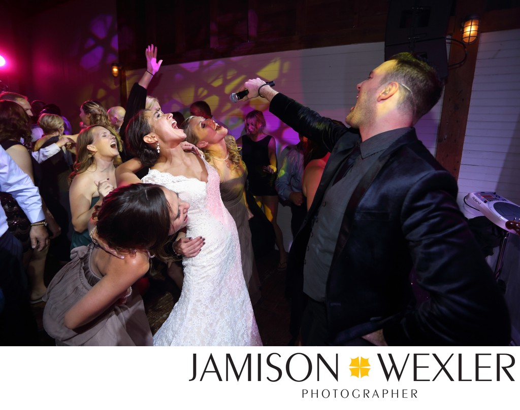 Fun wedding reception photo Gedney Farm MA 