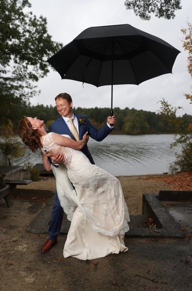 Rainy Day Wedding Photograph Groton MA Pond