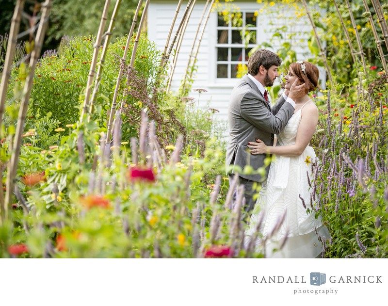 Garden portraits at Blithewold Mansion wedding