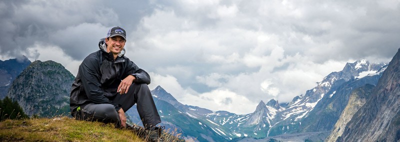 Portrait of Randall Garnick hiking the Mont Blanc trek in France
