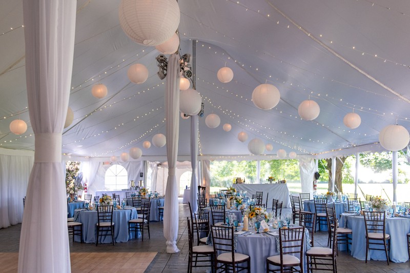 Elegant reception setup Blithewold Mansion wedding