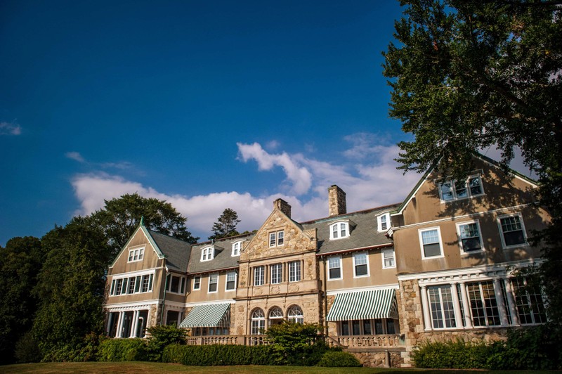 Grand estate view Blithewold Mansion wedding venue