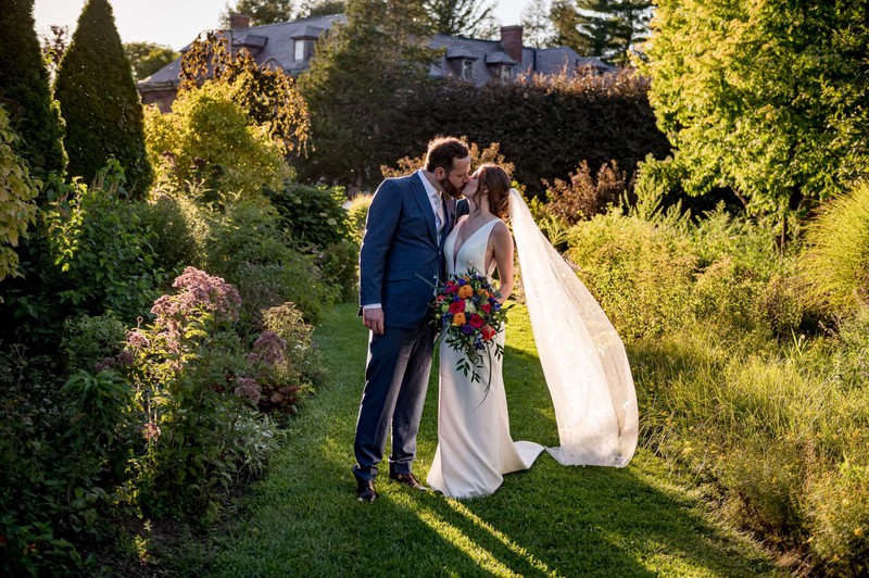 Romantic garden wedding at Elm Bank weddings during golden hour