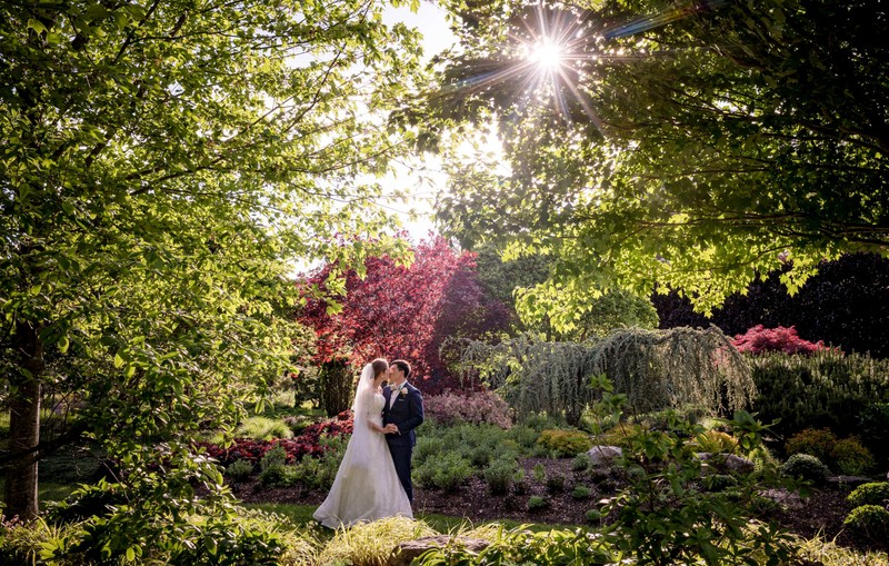 Portrait among the gardens at Elm Bank wedding