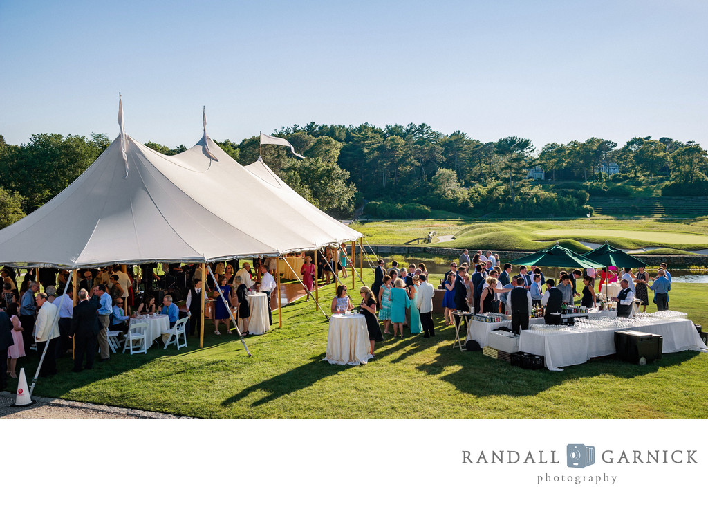 Classic Cape Cod wedding cocktail hour overview