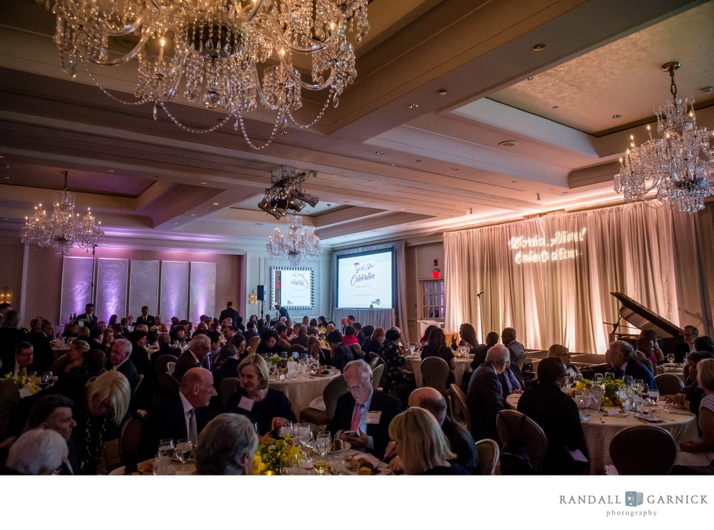 Elegant Boston ballroom filled with event attendees