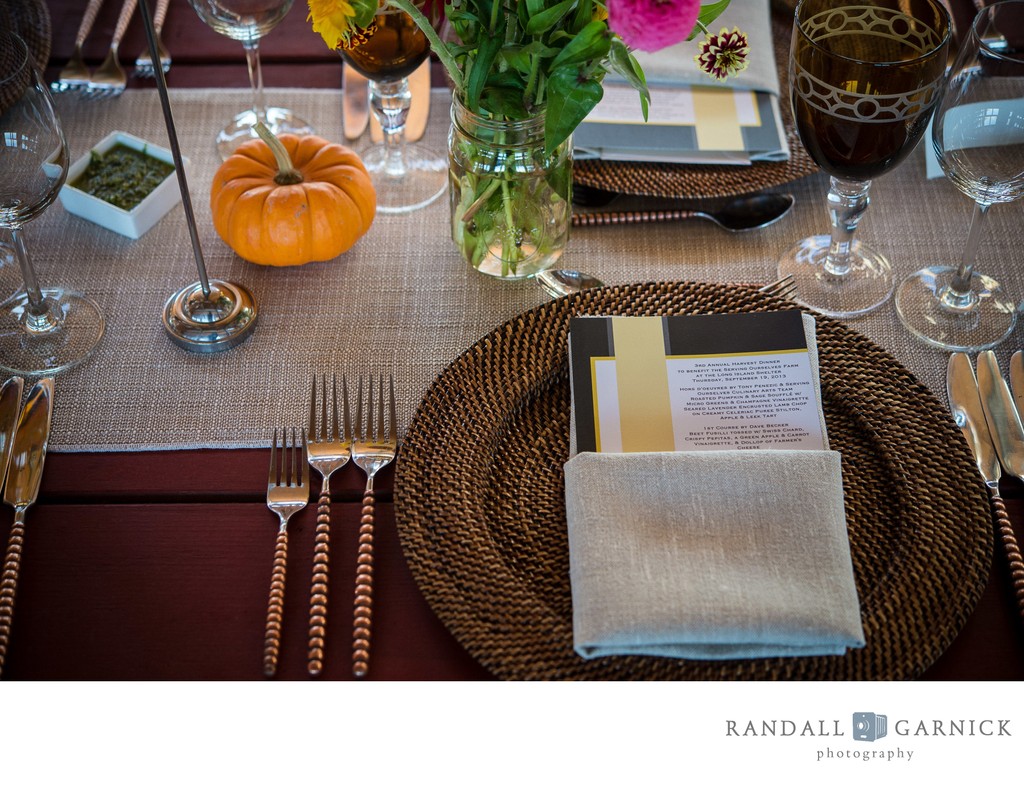Reception table details photographed at Boston event