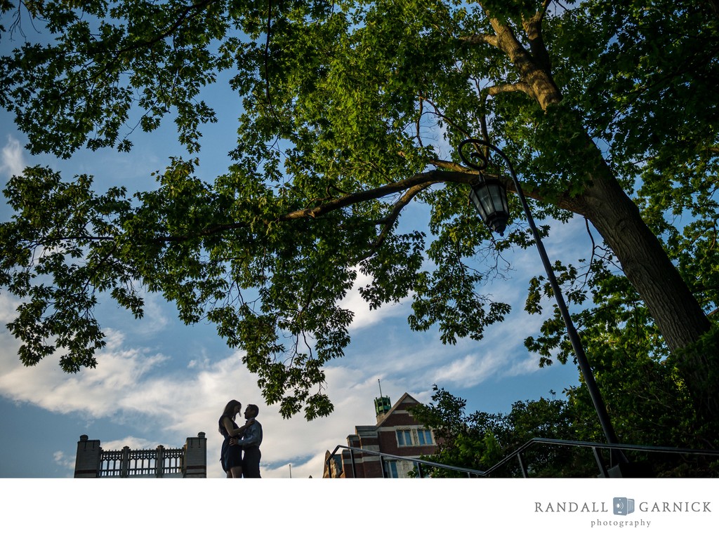 Wellesley College engagement session silhouette