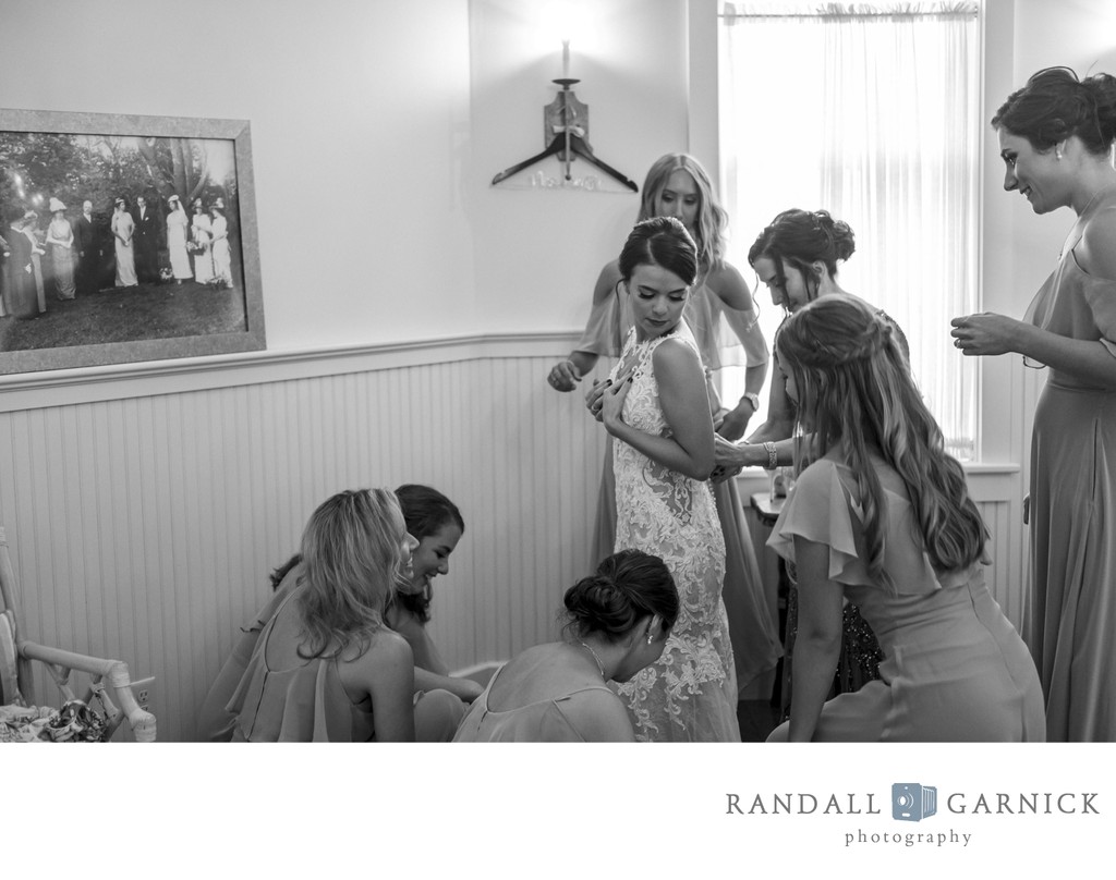 Candid getting ready moment Blithewold Mansion wedding