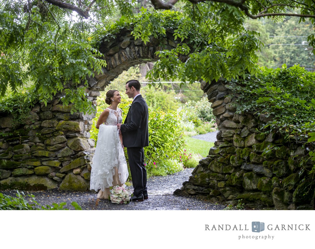 Romantic garden arch Blithewold Mansion wedding