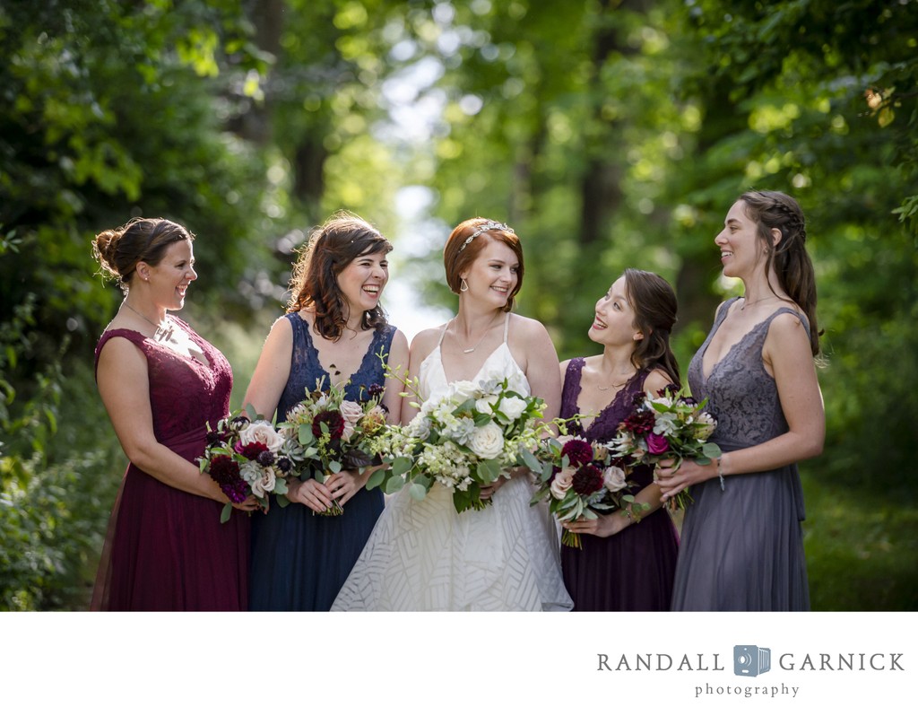 Bridesmaids laughing Blithewold Mansion wedding morning